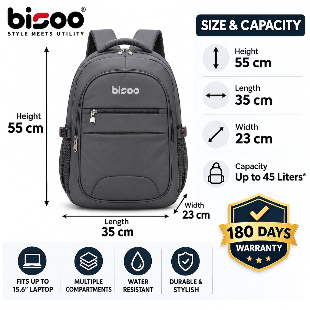 bisoo bag Large 45 L Laptop Backpack ART-g-R-001 (Grey)