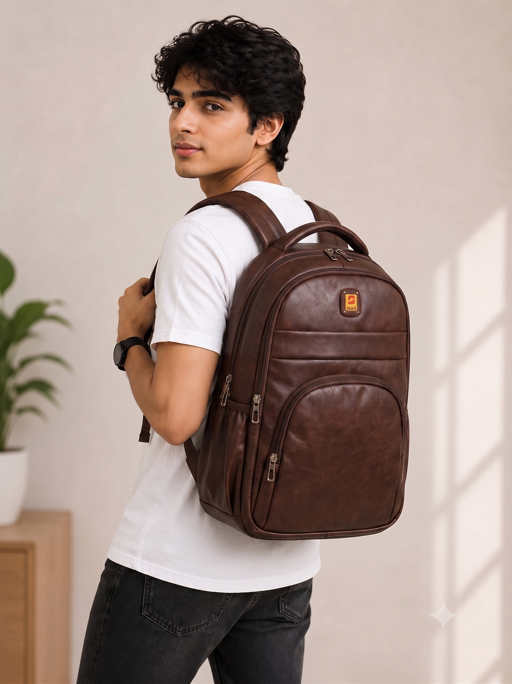 Bisoo bag Medium 30 L Laptop Backpack ART-BS-L-02 (Brown)