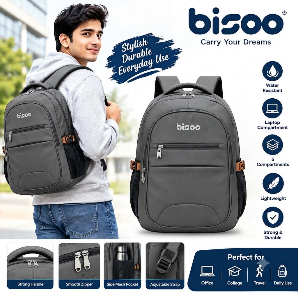bisoo bag Large 45 L Laptop Backpack ART-g-R-001 (Grey)
