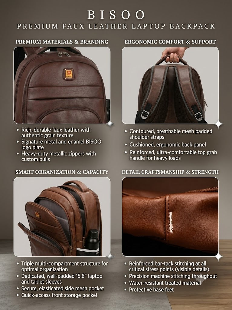 Bisoo bag Medium 30 L Laptop Backpack ART-BS-L-02 (Brown)